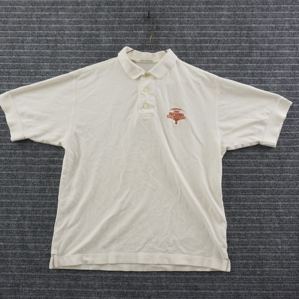 Vintage 00s Cutter & Buck Polo Shirt Mens Large Cream 2005 National Champions